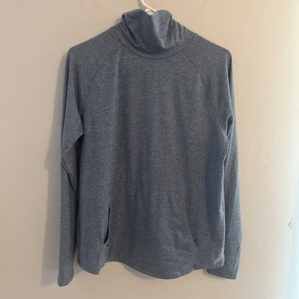 EDDIE BAUER Women's Large Active Funnel Neck‎ Long Sleeve Top - Blue